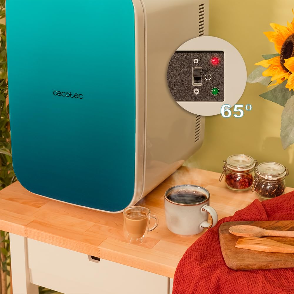 Cecotec Bahamas Pat Mini-Kühlschrank, 25 l, 25 l, Betrieb 12 V-220 V, kompatibel mit Auto und Wohnwagen, Kühl- und Heizfunktion, Temperaturbereich 7-65 °, einfacher Transport