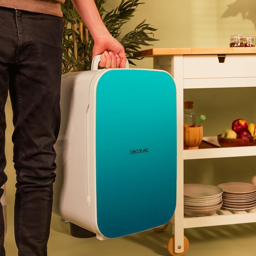 Cecotec Bahamas Pat Mini-Kühlschrank, 25 l, 25 l, Betrieb 12 V-220 V, kompatibel mit Auto und Wohnwagen, Kühl- und Heizfunktion, Temperaturbereich 7-65 °, einfacher Transport